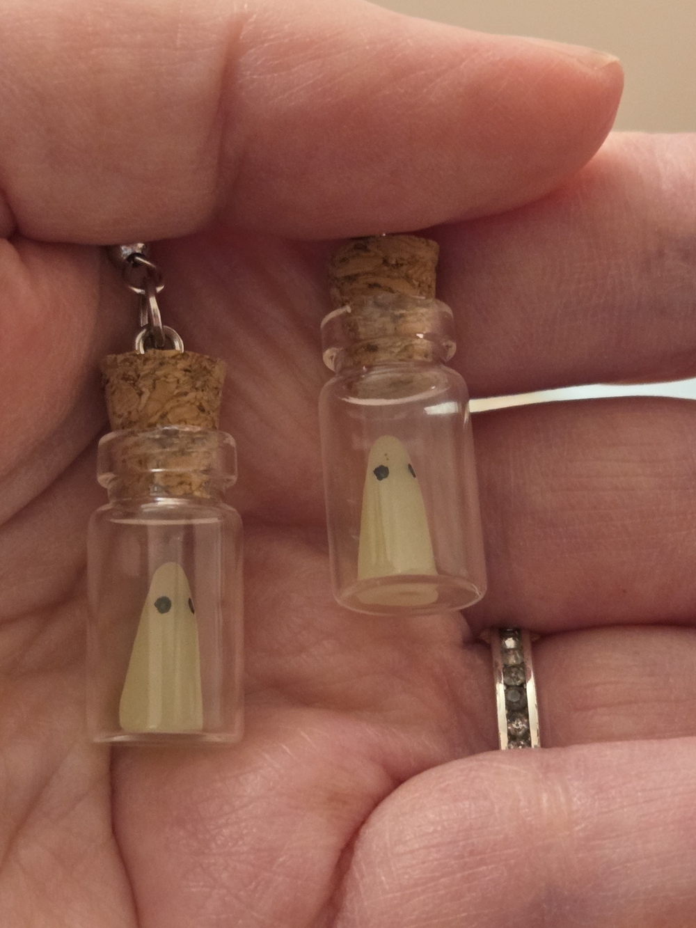 Halloween Ghost-in-a-bottle Dangle Earrings- Glow In The Dark!